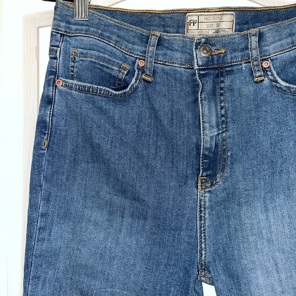 Free People High Rise Medium Wash Busted Knee Skinny Jean — 30 - Picture 5 of 6